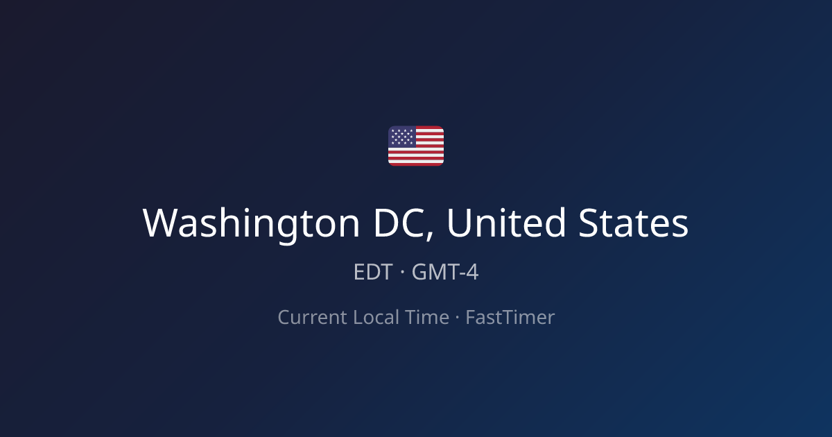 Current Time in Washington DC, United States – Live Clock | FastTimer